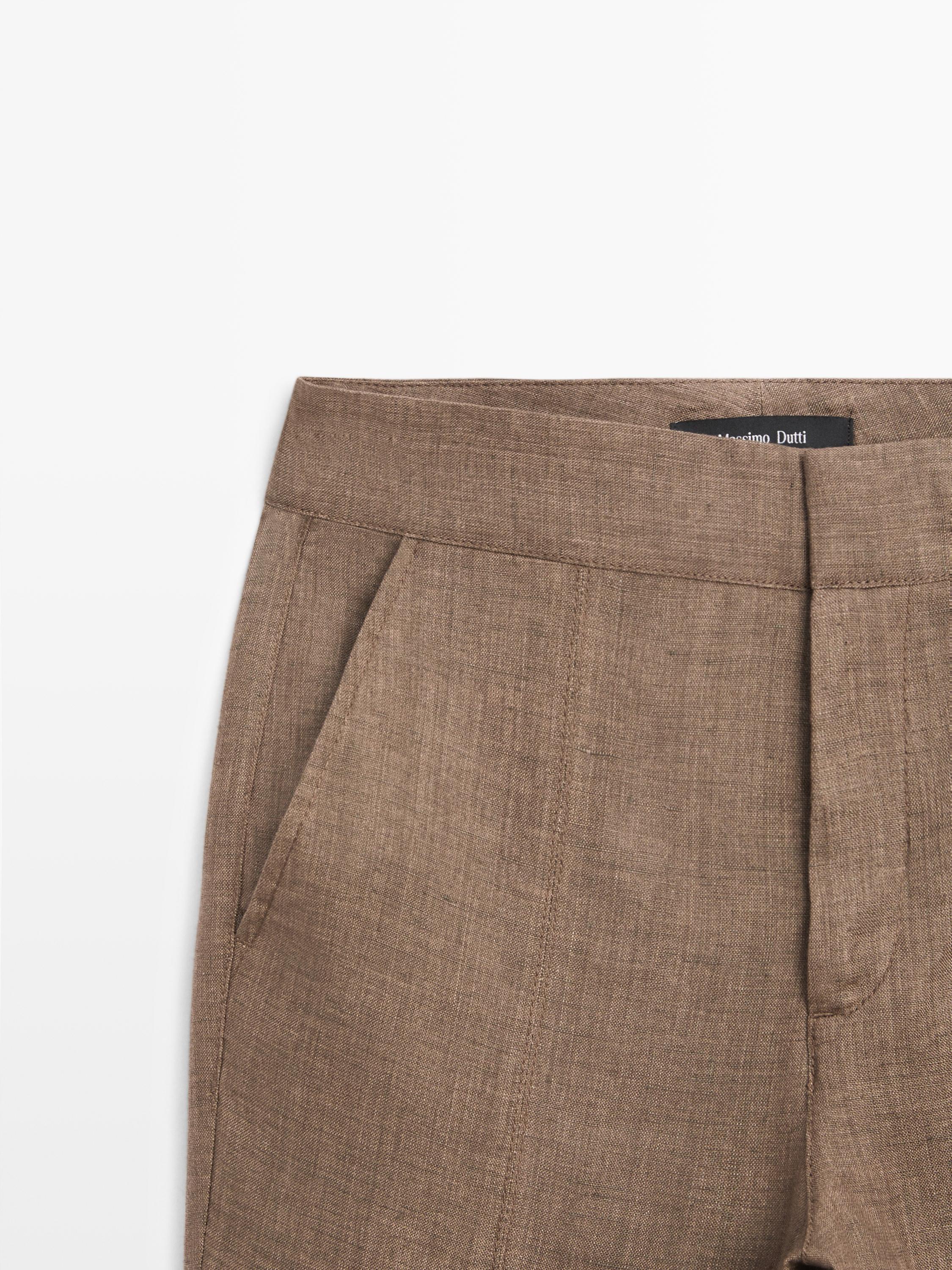 100% linen kick flare trousers
